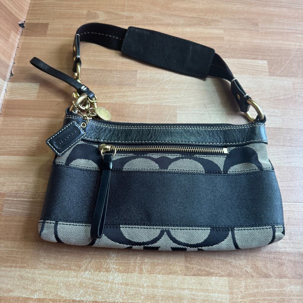 Coach Signature Stripe Demi Pouch Shoulder Bag